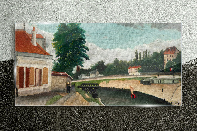 A quiet river bank Glass art print