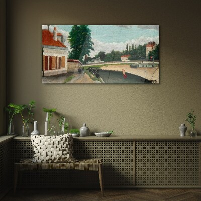 A quiet river bank Glass art print