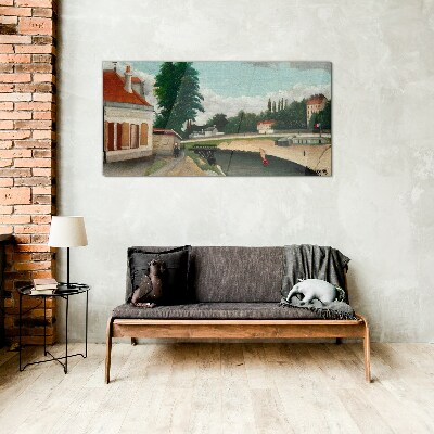 A quiet river bank Glass art print