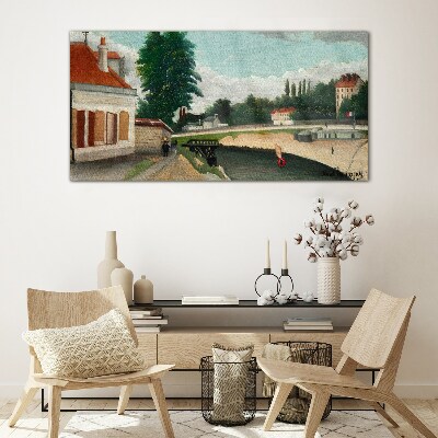 A quiet river bank Glass art print