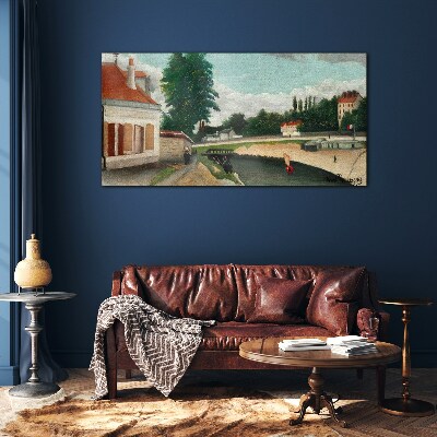 A quiet river bank Glass art print