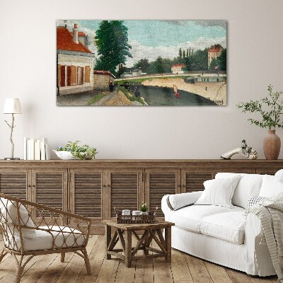 A quiet river bank Glass art print