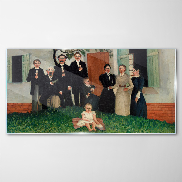 Family meeting in the garden Wall art on glass