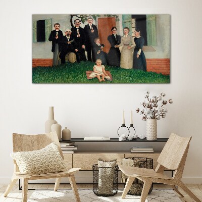 Family meeting in the garden Wall art on glass
