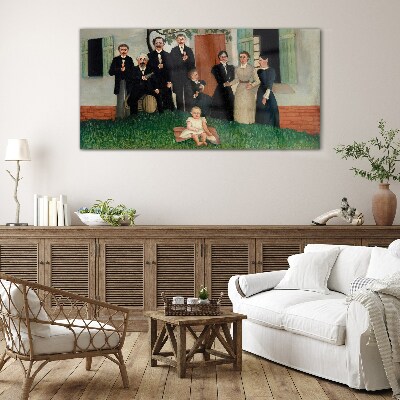 Family meeting in the garden Wall art on glass