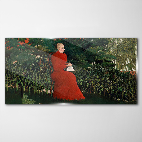 Red Coat in the Garden Glass art print