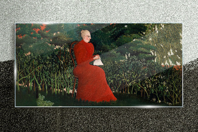 Red Coat in the Garden Glass art print