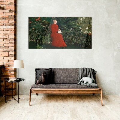 Red Coat in the Garden Glass art print