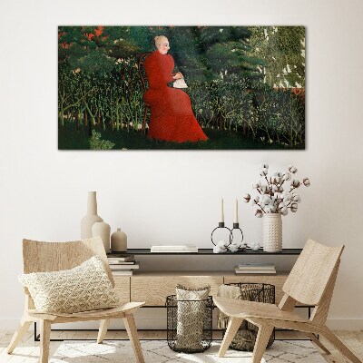 Red Coat in the Garden Glass art print