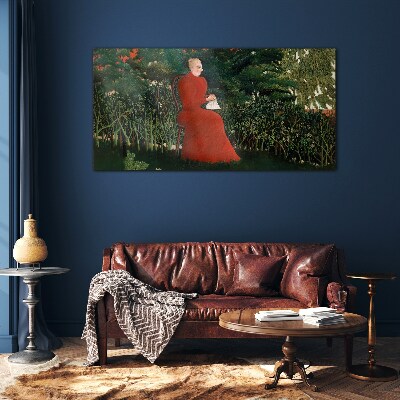 Red Coat in the Garden Glass art print