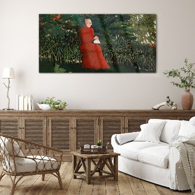 Red Coat in the Garden Glass art print
