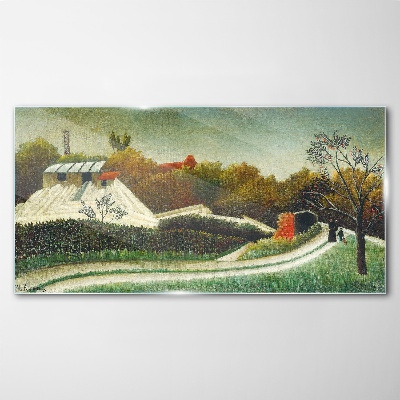 Countryside scenery with trees Glass art print