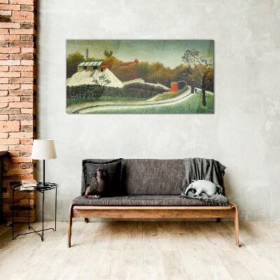 Countryside scenery with trees Glass art print