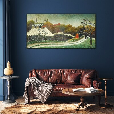 Countryside scenery with trees Glass art print