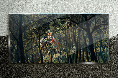 Mysterious Rider in the Forest Glass art print