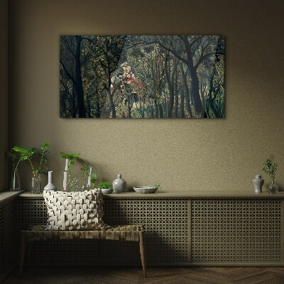 Mysterious Rider in the Forest Glass art print