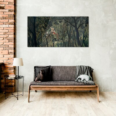 Mysterious Rider in the Forest Glass art print