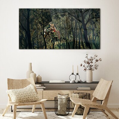 Mysterious Rider in the Forest Glass art print