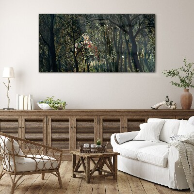 Mysterious Rider in the Forest Glass art print