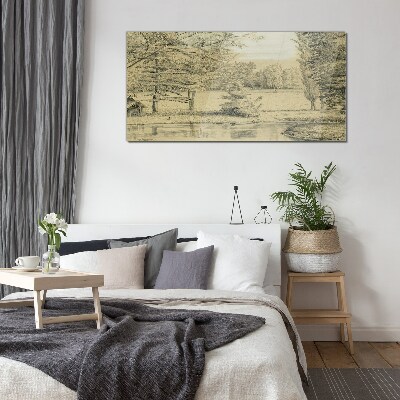 A peaceful landscape by the river Wall art on glass