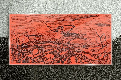 Rider on a Fiery Landscape Glass art print