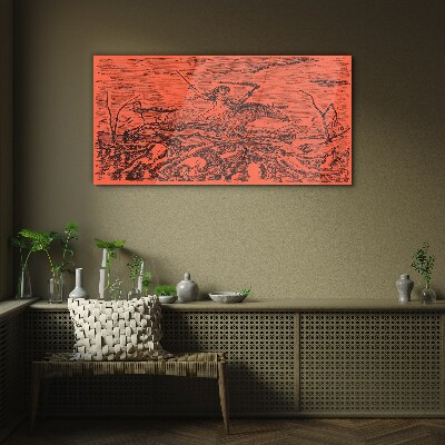 Rider on a Fiery Landscape Glass art print