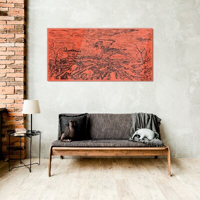 Rider on a Fiery Landscape Glass art print