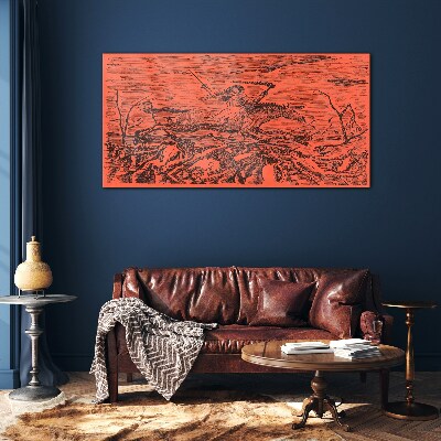 Rider on a Fiery Landscape Glass art print