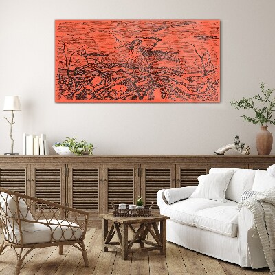 Rider on a Fiery Landscape Glass art print