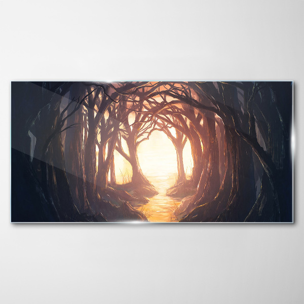 Light in the forest Wall art on glass