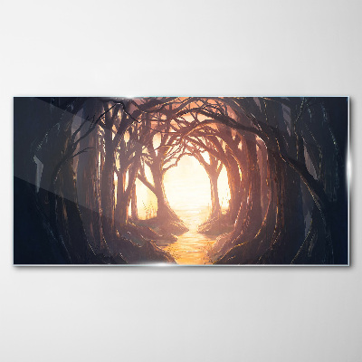 Light in the forest Wall art on glass