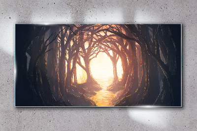 Light in the forest Wall art on glass