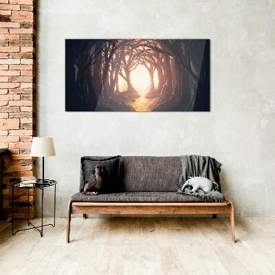 Light in the forest Wall art on glass