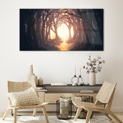 Light in the forest Wall art on glass