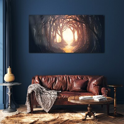 Light in the forest Wall art on glass