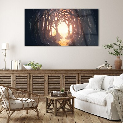 Light in the forest Wall art on glass