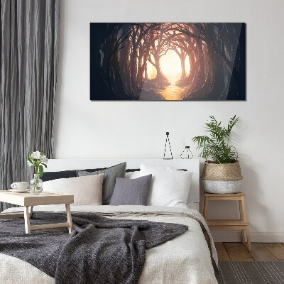 Light in the forest Wall art on glass