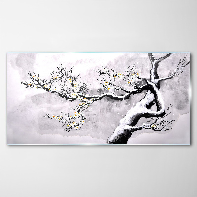 Winter tree branches Glass Wall Art