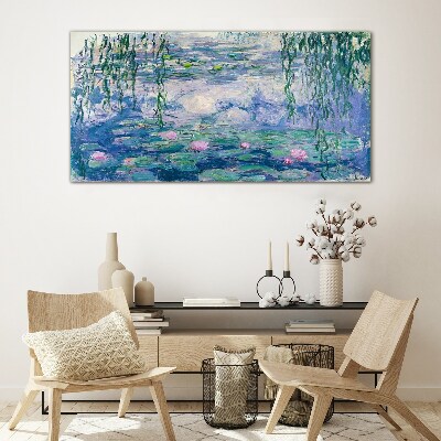 Monet water lilies Wall art on glass