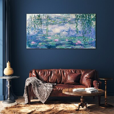 Monet water lilies Wall art on glass