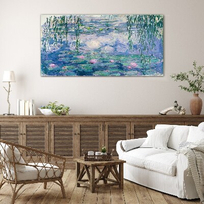 Monet water lilies Wall art on glass