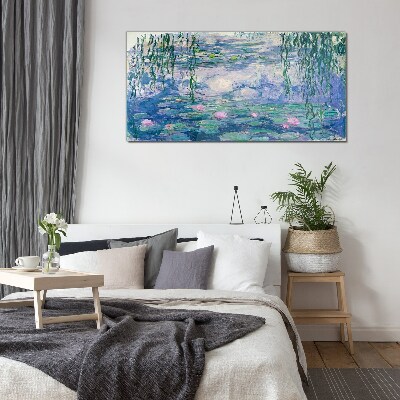 Monet water lilies Wall art on glass