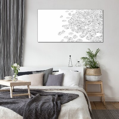 Crystal rain on white background Wall art on glass