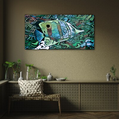 Colorful fish world Glass art print