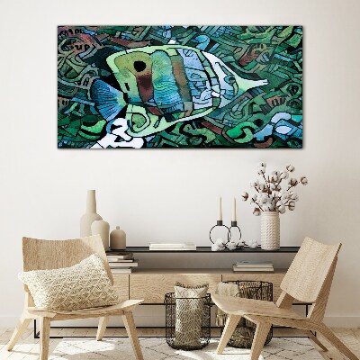 Colorful fish world Glass art print