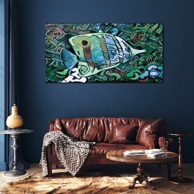 Colorful fish world Glass art print