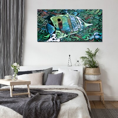 Colorful fish world Glass art print