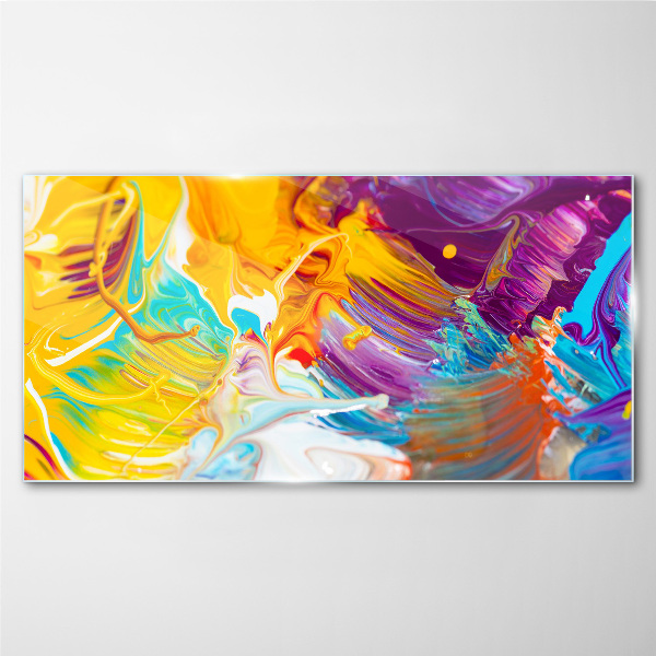 Dynamic explosion of colors Wall art on glass