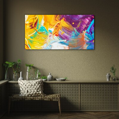 Dynamic explosion of colors Wall art on glass