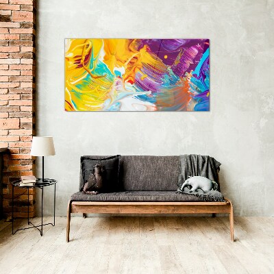 Dynamic explosion of colors Wall art on glass